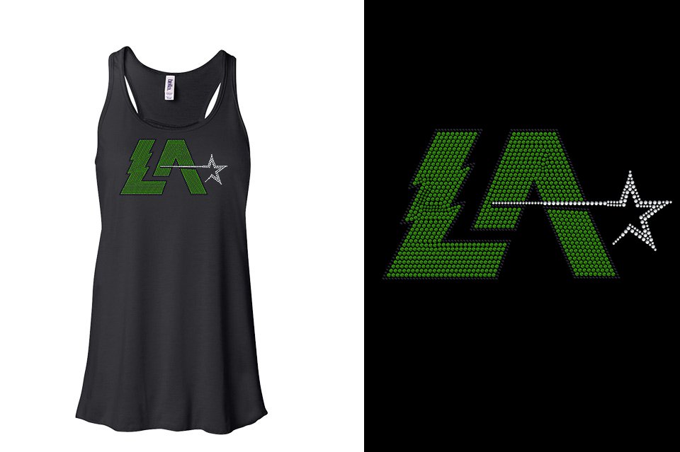 Rhinestones Lightning Allstars LA Youth Flowy Racerback Tank