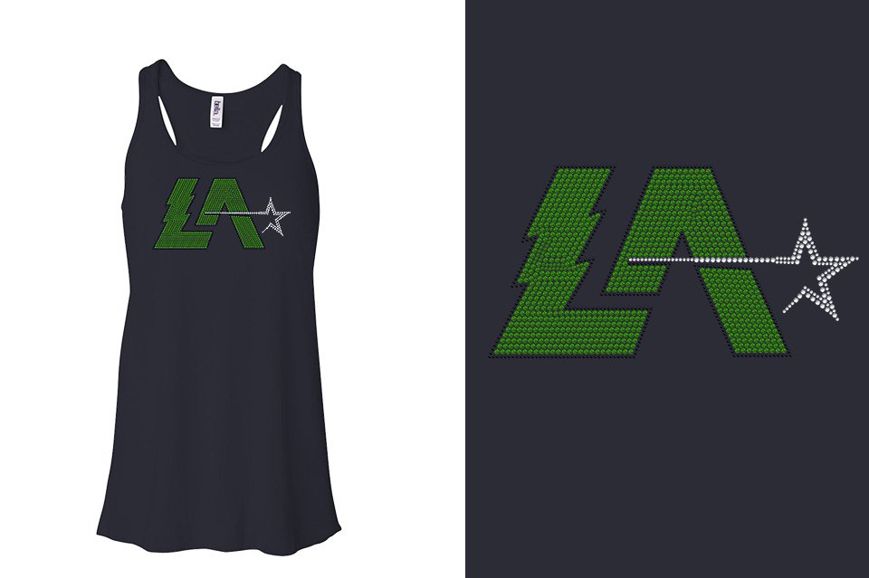Rhinestones Lightning Allstars LA Youth Flowy Racerback Tank