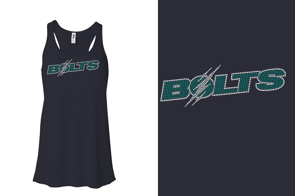 Rhinestones Lightning BOLTS Youth Flowy Racerback Tank
