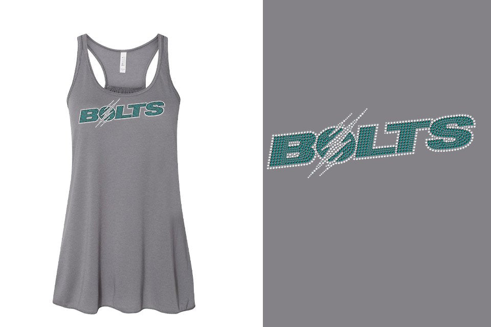 Rhinestones Lightning BOLTS Youth Flowy Racerback Tank