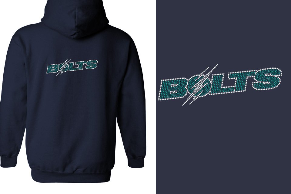 Rhinestones Lightning BOLTS Unisex Zip Hoodie