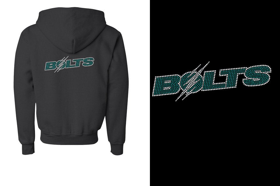 Rhinestones Lightning BOLTS Youth Unisex Zip Hoodie