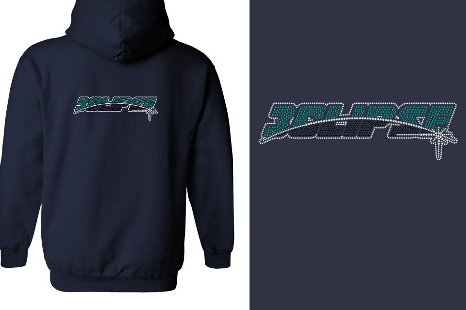 Rhinestones ECLIPSE Unisex Zip Hoodie