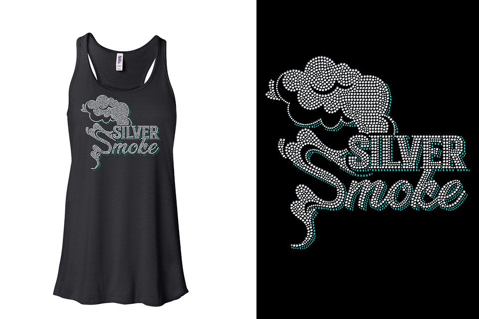 Rhinestones Silver Smoke Youth Flowy Racerback Tank