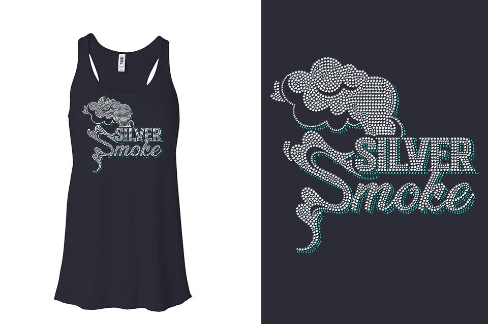 Rhinestones Silver Smoke Youth Flowy Racerback Tank