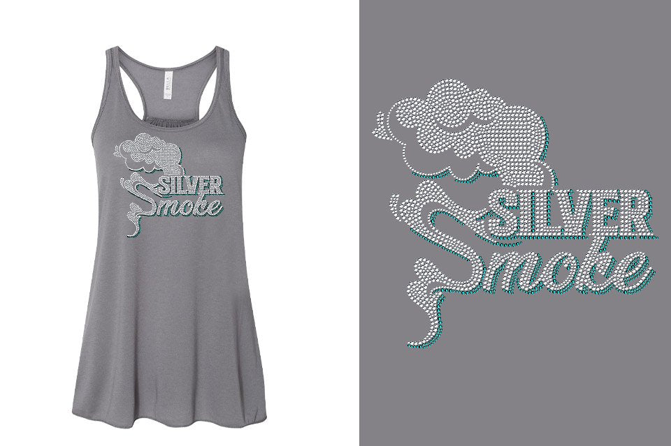 Rhinestones Silver Smoke Youth Flowy Racerback Tank