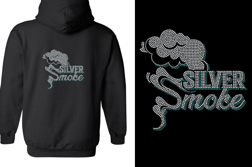 Rhinestones Silver Smoke Unisex Zip Hoodie