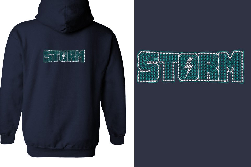 Rhinestones Storm Unisex Zip Hoodie