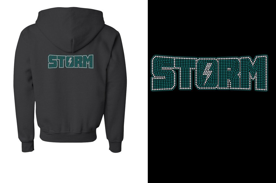 Rhinestones Storm Youth Unisex Zip Hoodie