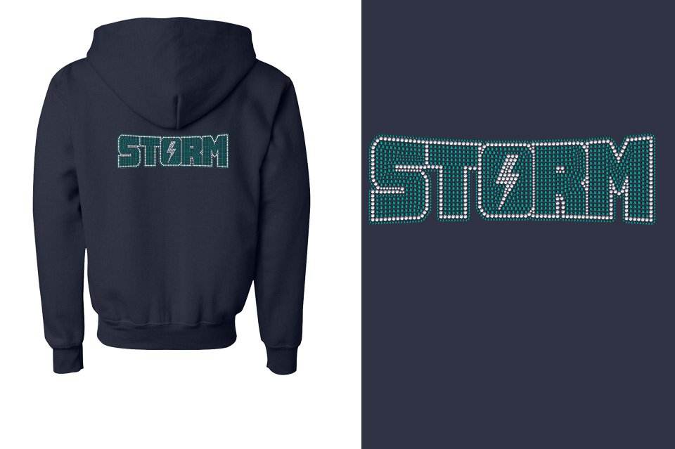 Rhinestones Storm Youth Unisex Zip Hoodie