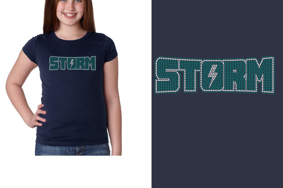 Rhinestones Storm Girls' Princess T-Shirt