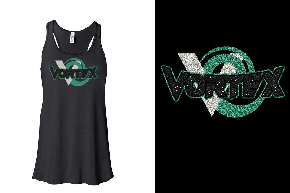 VORTEX Glitter Youth Flowy Racerback Tank