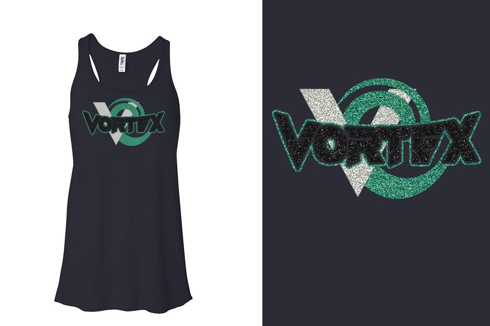 VORTEX Glitter Youth Flowy Racerback Tank