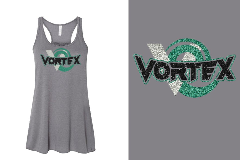 VORTEX Glitter Youth Flowy Racerback Tank