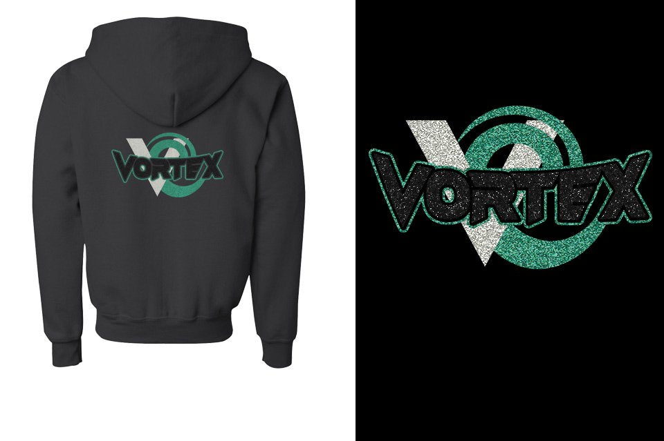 VORTEX Glitter Youth Unisex Zip Hoodie