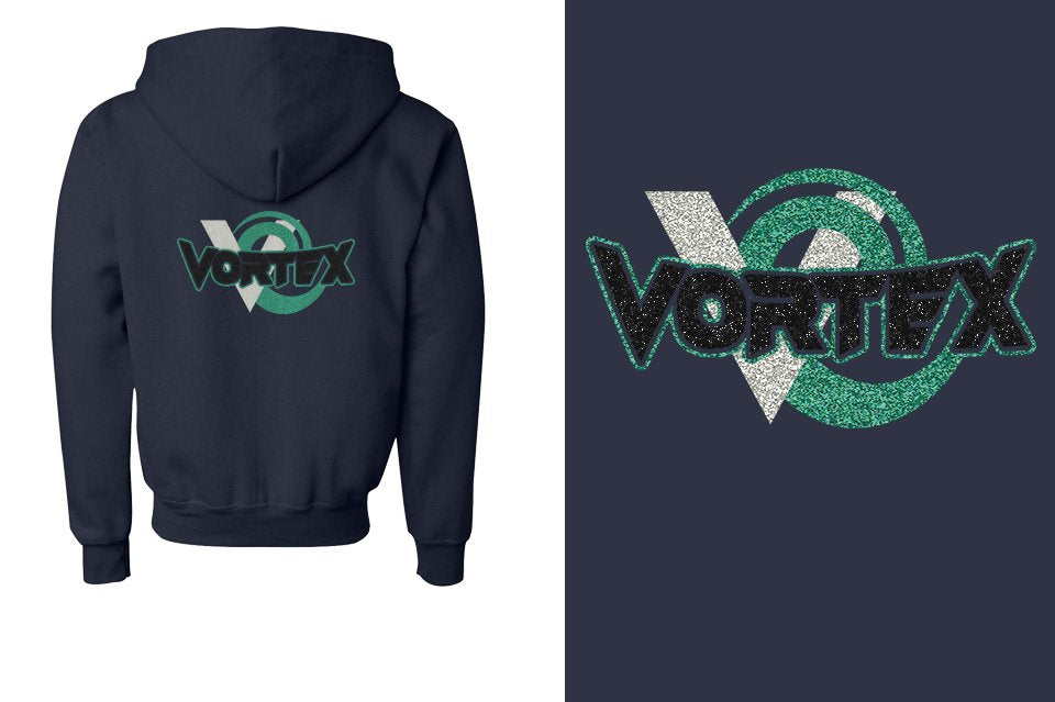 VORTEX Glitter Youth Unisex Zip Hoodie