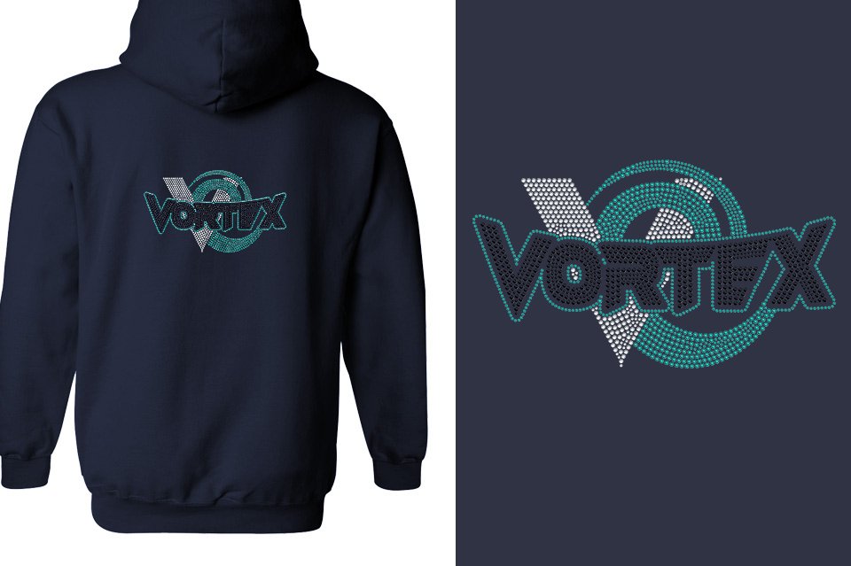 Rhinestones VORTEX Unisex Zip Hoodie