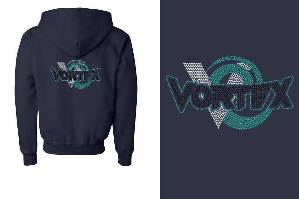 Rhinestones VORTEX Youth Unisex Zip Hoodie