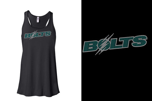 Rhinestones Lightning BOLTS Youth Flowy Racerback Tank