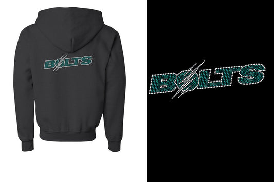 Rhinestones Lightning BOLTS  Youth Unisex Zip Hoodie