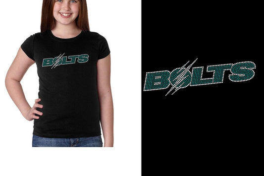Rhinestones Lightning BOLTS  Girls' Princess T-Shirt