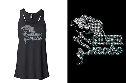 Rhinestones Silver Smoke Youth Flowy Racerback Tank