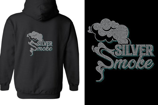Rhinestones Silver Smoke Unisex Zip Hoodie