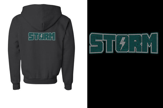 Rhinestones Storm Youth Unisex Zip Hoodie