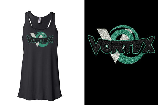 VORTEX Glitter Youth Flowy Racerback Tank